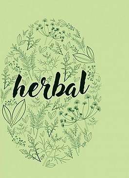 草藥背景各種綠色圖標素描免費矢量