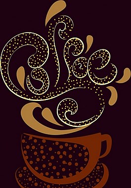 廣告杯咖啡豆圖標(biāo)曲線設(shè)計免費(fèi)矢量