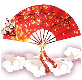 中國風扇子png免扣元素