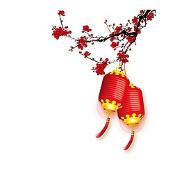 梅花燈籠裝飾png元素