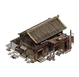 古代房屋建筑png透明元素