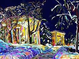 美麗的夜景插畫