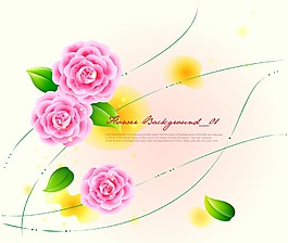 矢量線條玫瑰花圖案