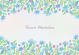 藍(lán)色小清新水彩花卉花朵背景素材