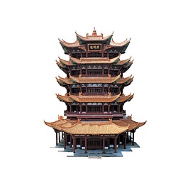 手繪中式高樓元素