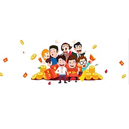 卡通紅包金幣元素