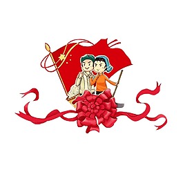 手繪大紅花喜慶元素