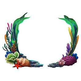 海底生物海草元素