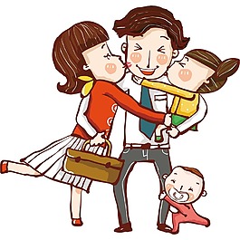 卡通家人亲吻元素