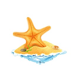 手繪沙灘海星元素