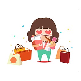 手繪購物喜歡元素