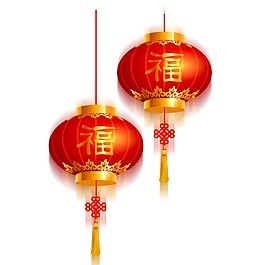 紅色燈籠福字元素