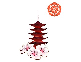 中國(guó)風(fēng)高樓水墨元素