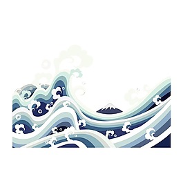手繪海浪波浪元素