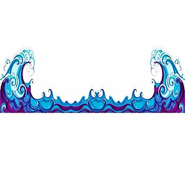 手繪藍(lán)色海浪元素