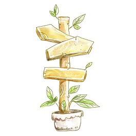 手繪盆栽木牌元素