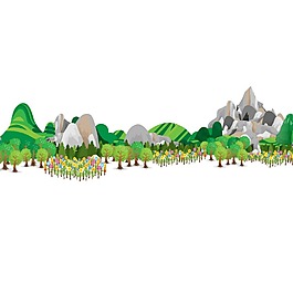 手繪郊外山坡元素