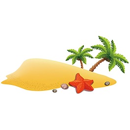手繪大海沙灘元素