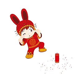 卡通新年鞭炮元素