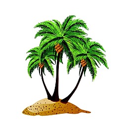 手繪沙灘椰樹元素