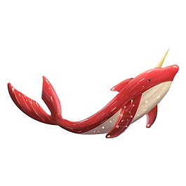 紅色鯨魚png透明元素