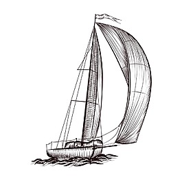 手繪帆船png元素