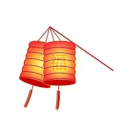 手绘福字灯笼元素