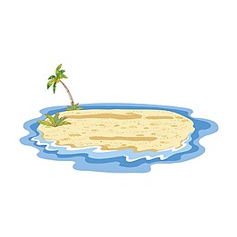 卡通大海沙灘元素
