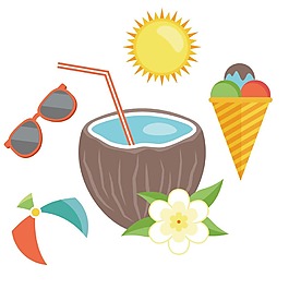 手繪夏日椰汁元素