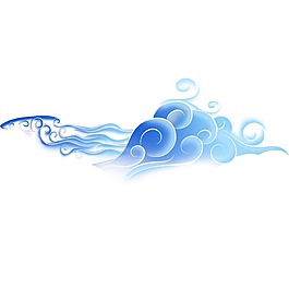 手绘蓝色云朵元素