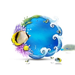 藍色海洋金魚png元素