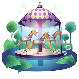 卡通旋轉(zhuǎn)木馬元素