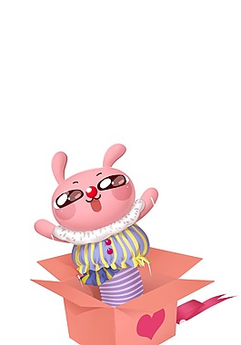 小兔子禮物png元素