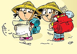 外出旅行的孩子插畫