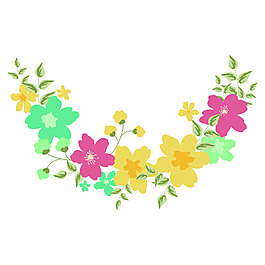 彩色半圓花環(huán)夏季小清新矢量素材