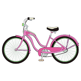 粉色自行車夏季小清新矢量素材
