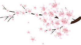 一枝桃花png元素