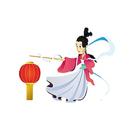 手绘仙女灯笼元素