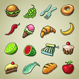 卡通美食彩色卡通icon