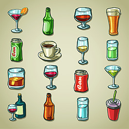 飲料圖標(biāo)彩色卡通icon