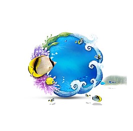 手繪海浪地球元素