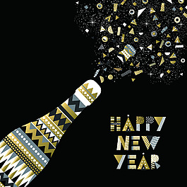 圣誕節(jié)海報(bào)香檳慶祝金色設(shè)計(jì)矢量