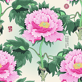 花朵中國風(fēng)牡丹花圖形花紋VI設(shè)計(jì)矢量