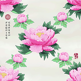 交叉中國風(fēng)牡丹花圖形花紋VI設(shè)計