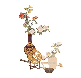 手繪花瓶花朵元素