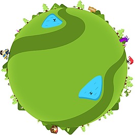 手繪綠色地球元素