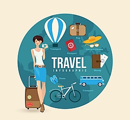 美女旅游矢量背景