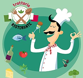 美味食物廚師矢量背景