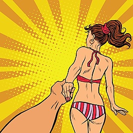 美女歐美卡通海報(bào)漫畫風(fēng)格人物矢量素材