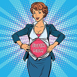 超級女人歐美卡通海報漫畫風格人物矢量素材